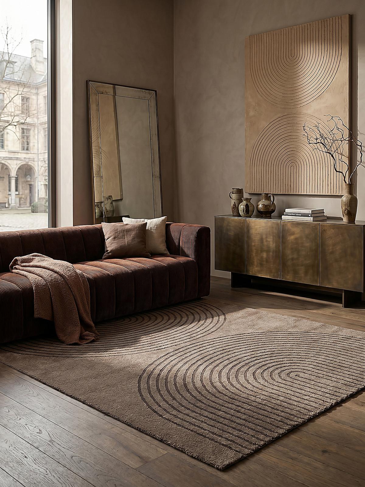 KURZFLORTEPPICH Geometrisch MUOTA Polypropylen Braun 140 x 200 cm - Braun, Textil (140/200cm) - KADIMA DESIGN