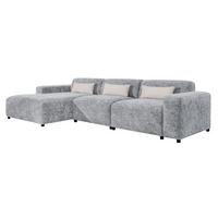 ECKSOFA L Form Jughlio Hellgrau 331/165/75 cm Links mit Schlaffunktion - Hellgrau/Schwarz, Kunststoff/Textil (165/331cm) - AX Living