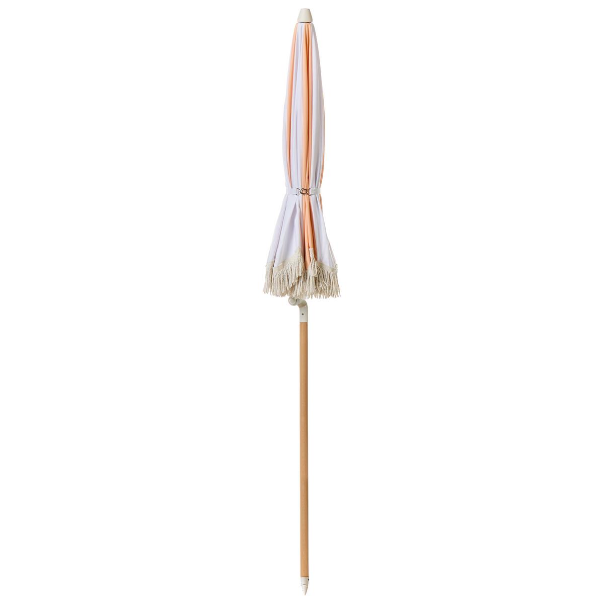 SONNENSCHIRM 155 cm Orange Mondello - Weiß/Orange, Holz (155/155cm) - Beliani