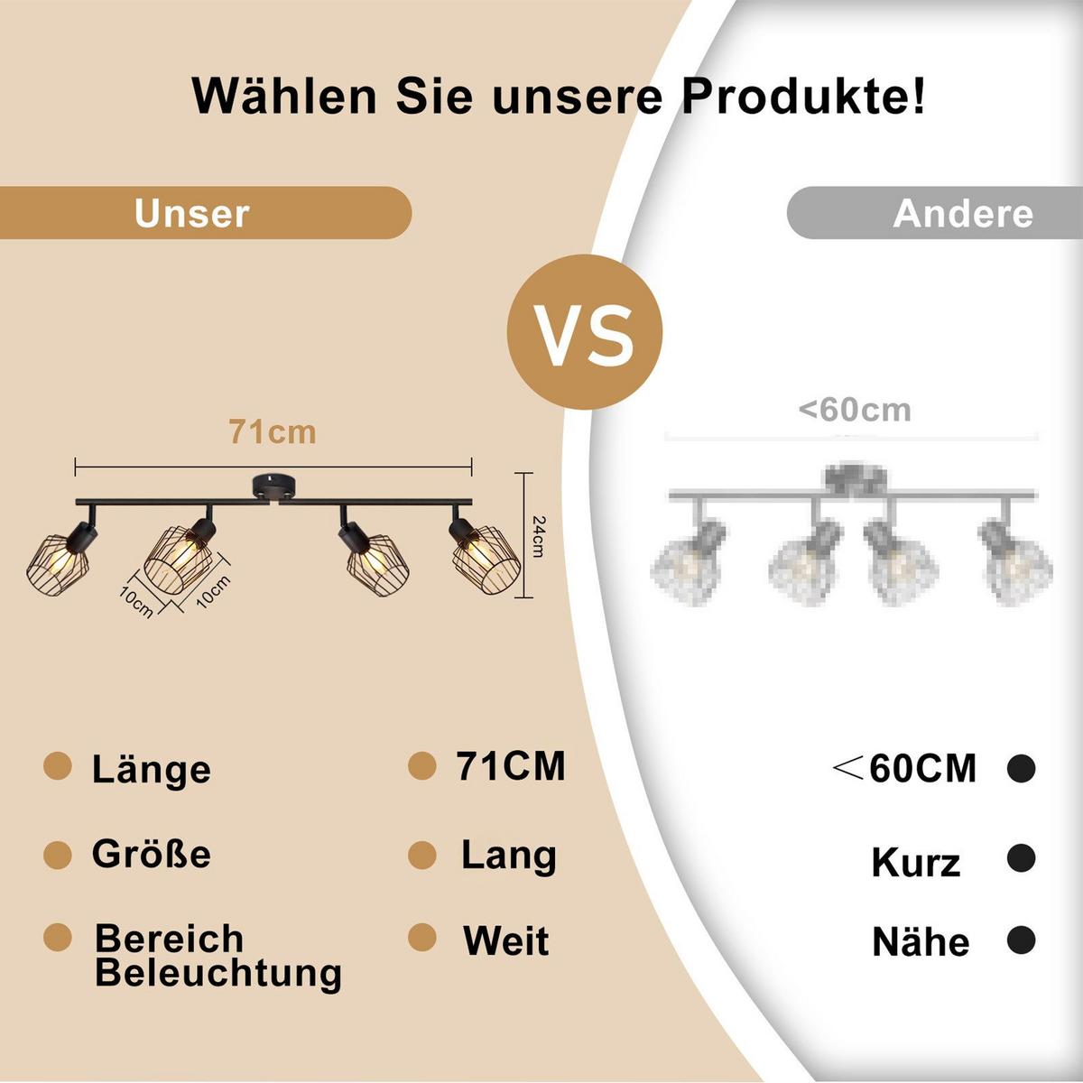 DECKENSTRAHLER Dynamisch 71/10/20 cm - Schwarz, Metall (71/10/20cm) - ZMH