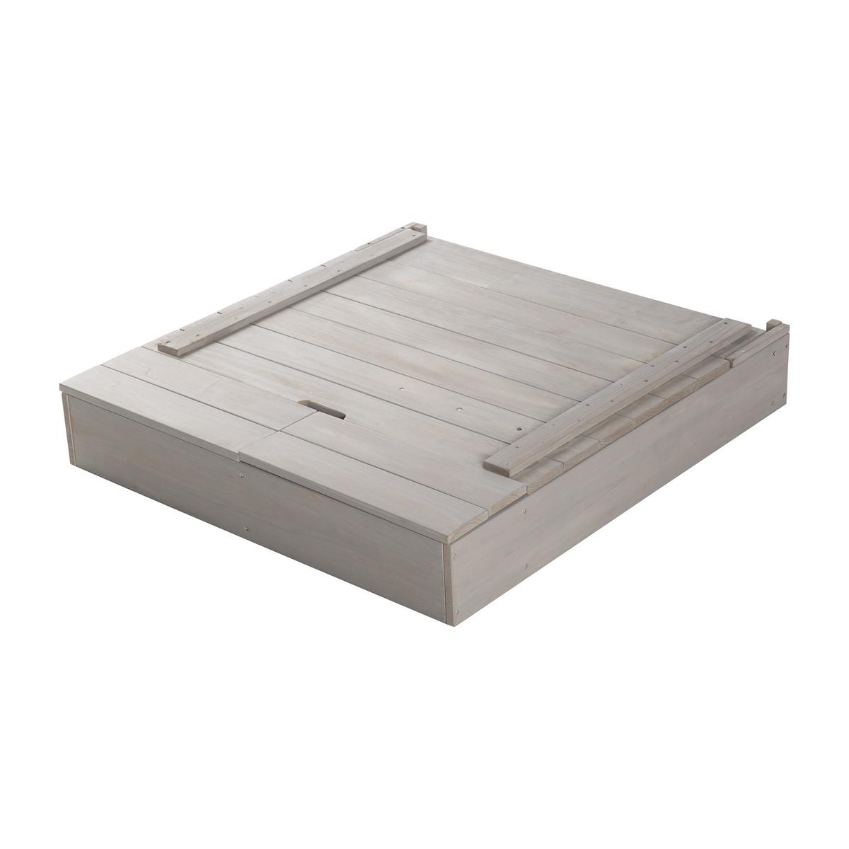 SANDKASTEN mit Deckel Tafel und Haken grau - Grau, Holz (85/88/65.5cm) - Roba