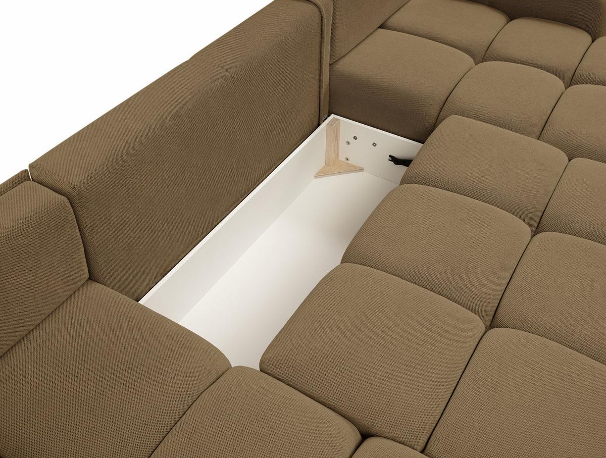 WOHNLANDSCHAFT DUCA U Beige Jersey mit Schlaffunktion - Beige, Holz (359/88/177cm) - MASSENO