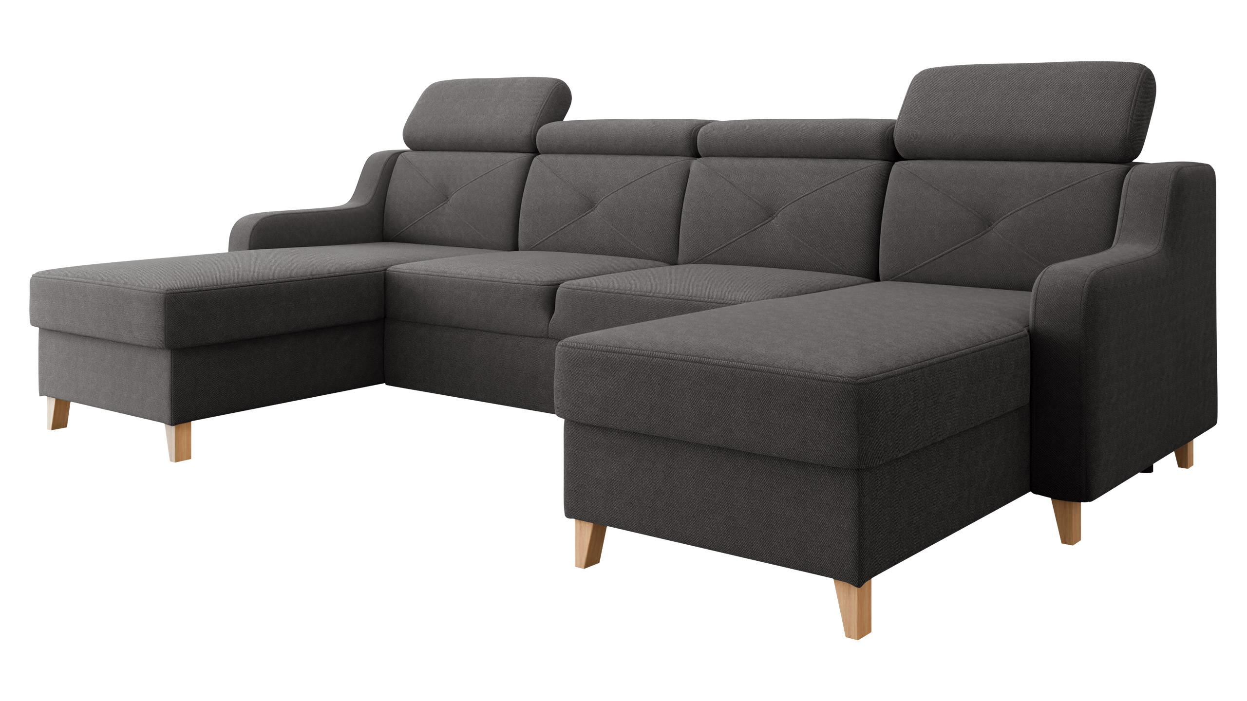 ECKSOFA Marbella U - Naturfarben/Grau, Holz/Textil (286/82/165cm) - MIRJAN24
