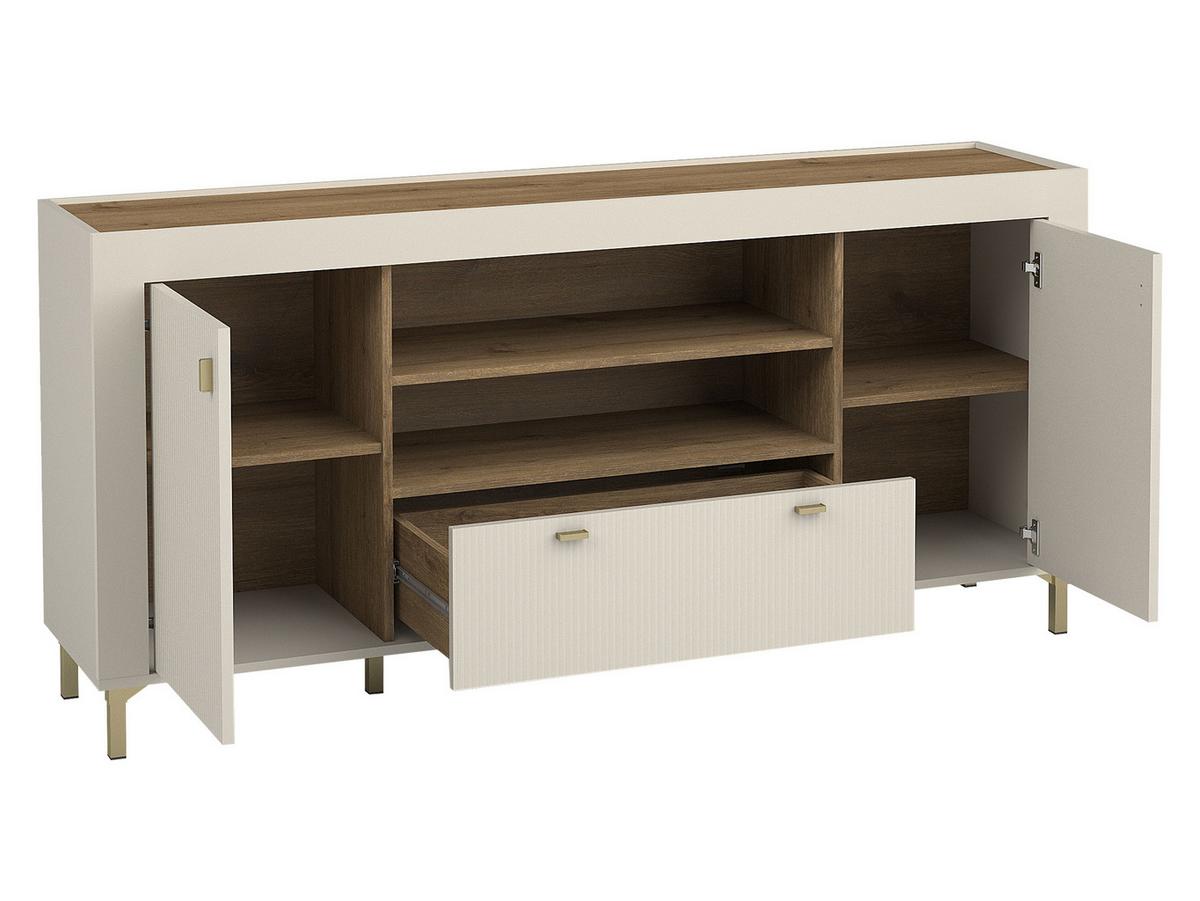 SIDEBOARD Mossa 2D1S MO07 - Goldfarben/Schwarz, Holzwerkstoff/Kunststoff (177/84/40cm) - MIRJAN24