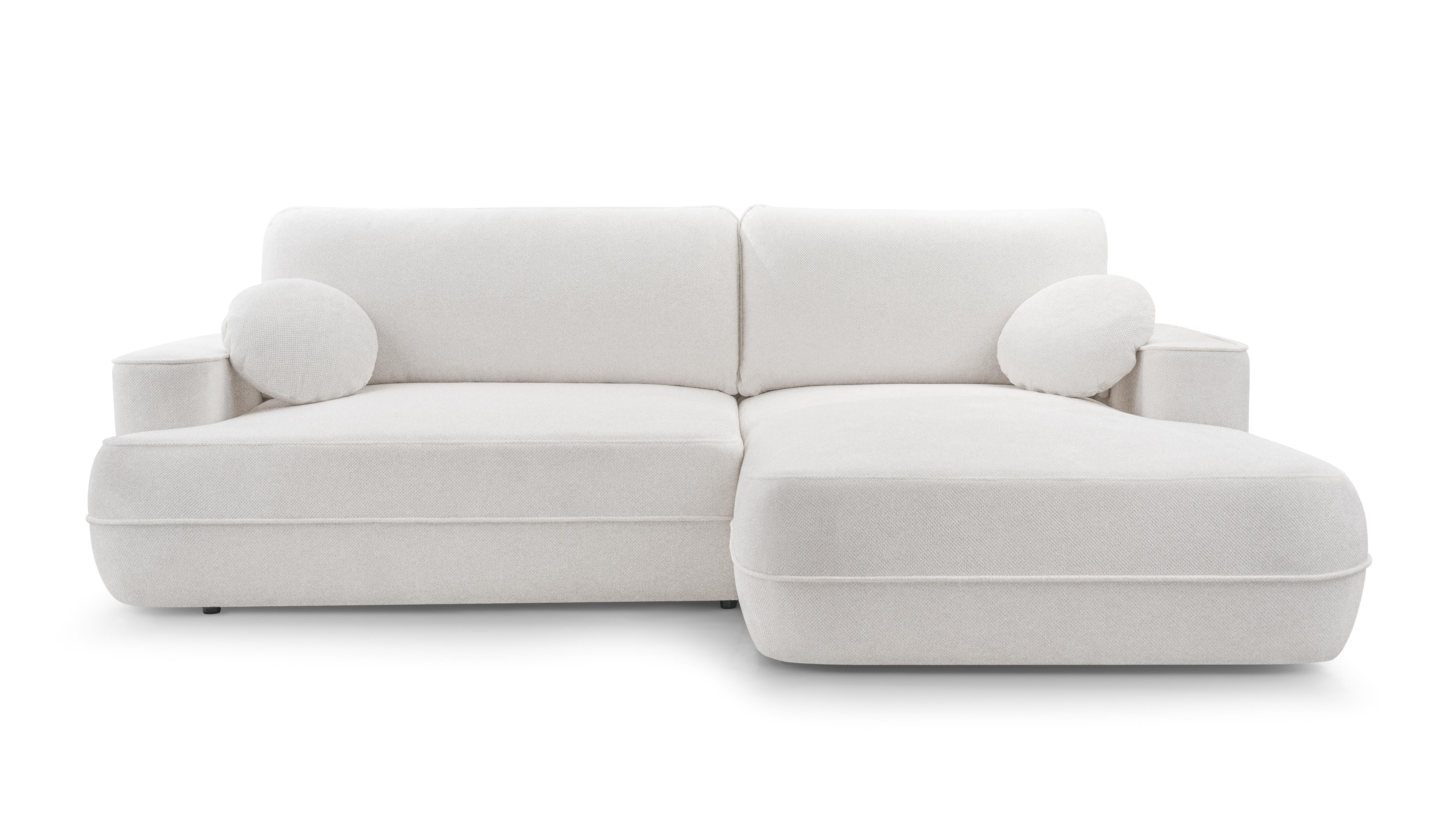 ECKCOUCH L Form Peoni Weiß 267/168/87 cm mit Schlaffunktion R - Schwarz/Weiß, Kunststoff/Textil (267/168cm) - AX Living