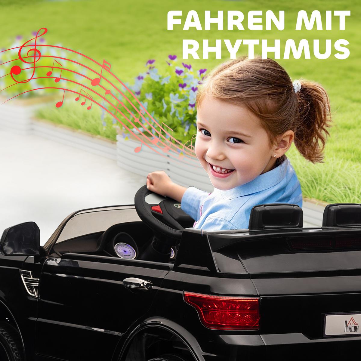 KINDER Elektroauto, SUV mit Fernbedienung, Musikfunktion, bis 5 km/h, Schwarz - Schwarz, Metall (110/68/52cm) - HOMCOM