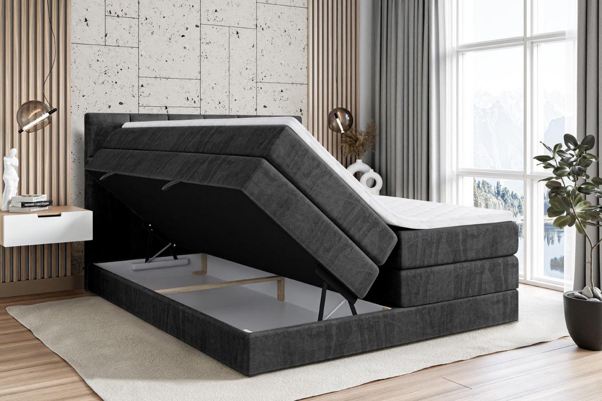 BOXSPRINGBETT RICAR KING - 140x200 - H3/H4 - Schwarz - Schwarz, Holzwerkstoff (140/200cm) - ALTDECOR