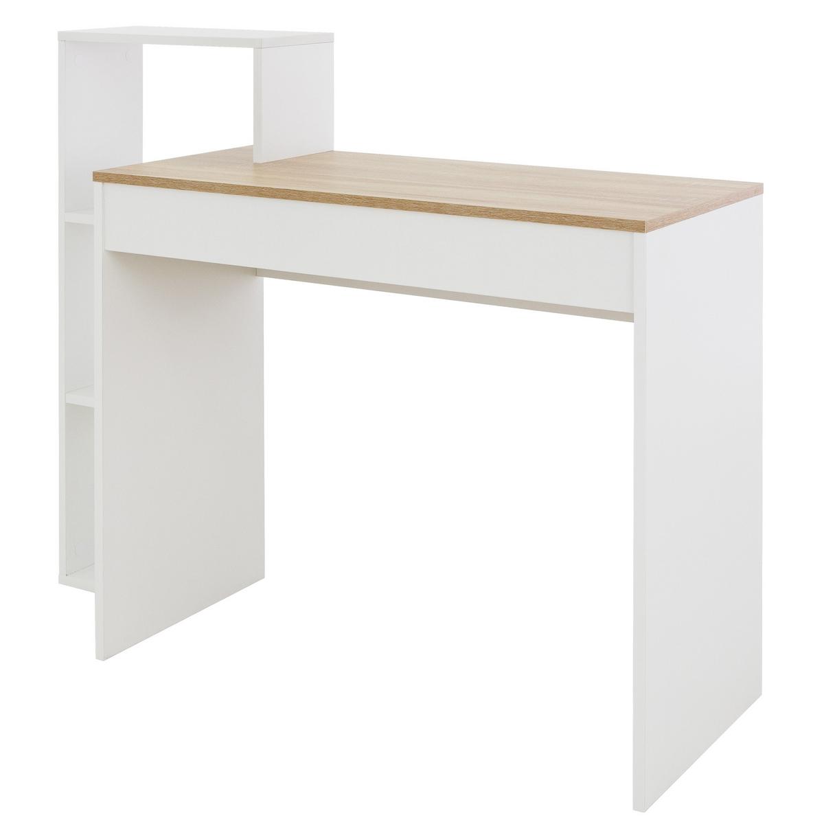 SCHREIBTISCH mit Regal 110x72x40 cm Weiß/Sonoma-Eiche - Braun, Holzwerkstoff (110/40/91cm) - ML-DESIGN