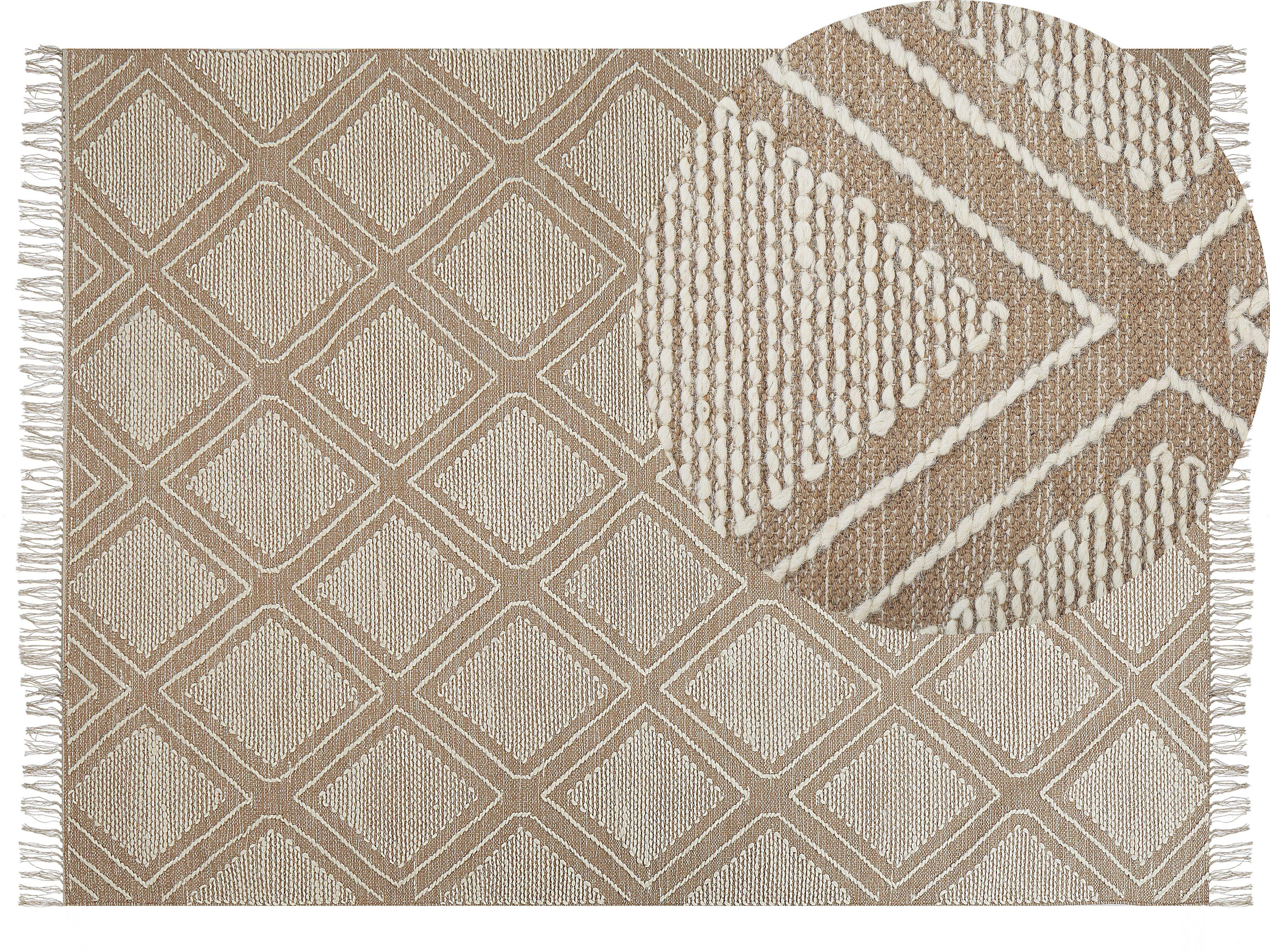 KURZFLOR-TEPPICH Kacem 230/160 cm - Beige, Textil (160/230cm) - Beliani