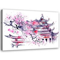 BILD Japan Aquarell 100x70cm - Rosa, Textil (100/70cm) - Feeby