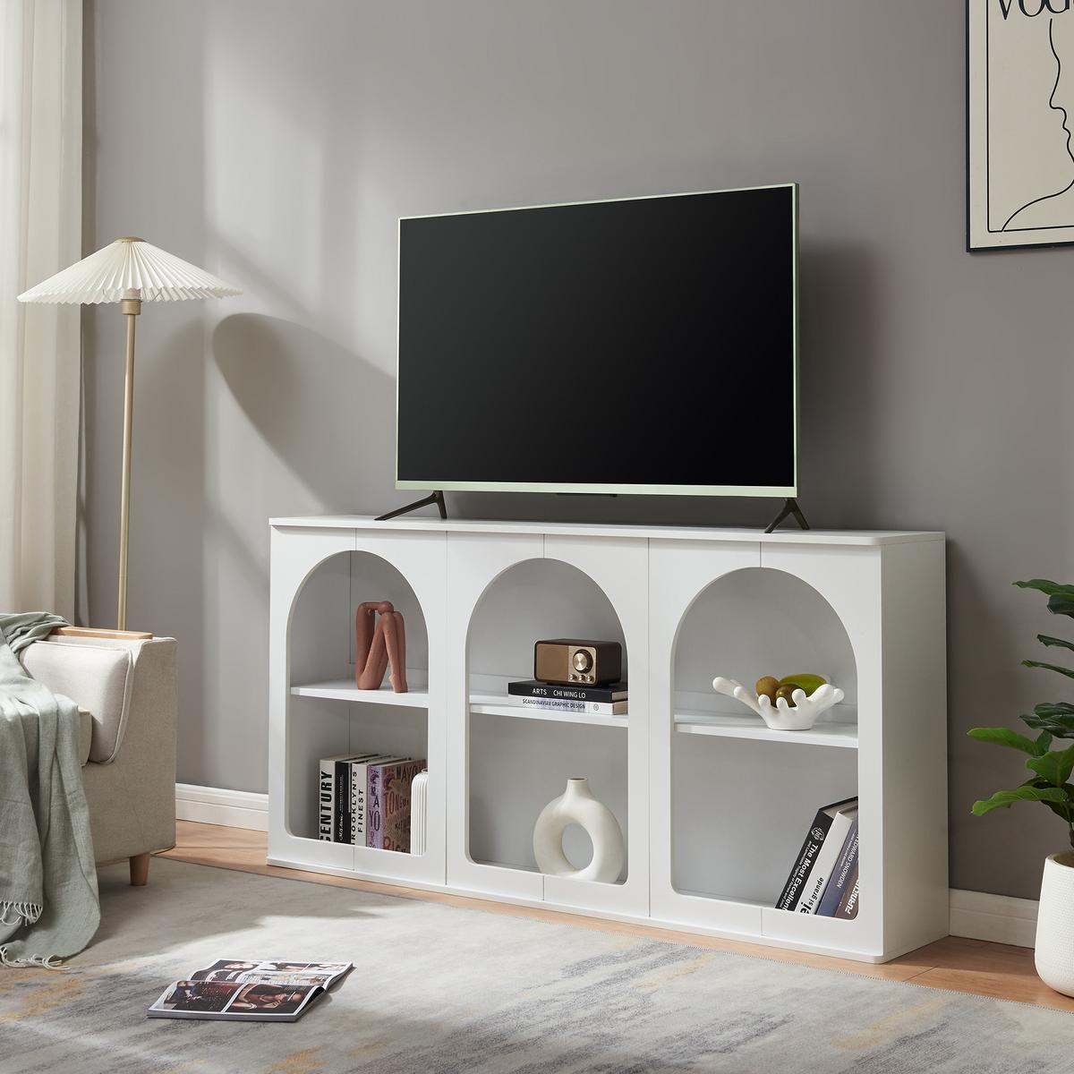 SIDEBOARD Trorhun - Weiß, Holzwerkstoff (30/80/160cm) - [en.casa]