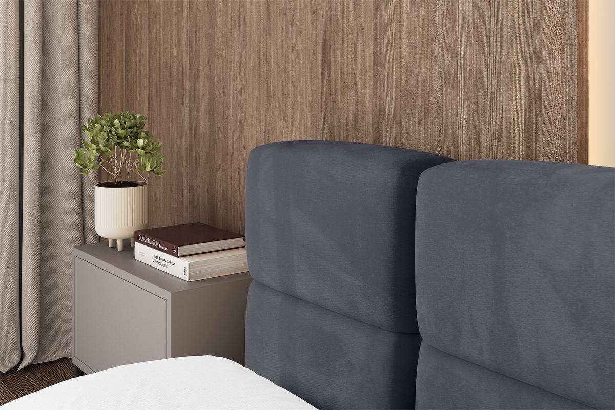 POLSTERBETT mit Bettkasten und Lattenrost, Bett mit Kopfteil, Boxbett ohne Matratze, Doppelbett mit Stauraum - NATA-v1 200x200 Dunkelgrau - Dunkelgrau, Holzwerkstoff/Textil (200/200cm) - ALTDECOR