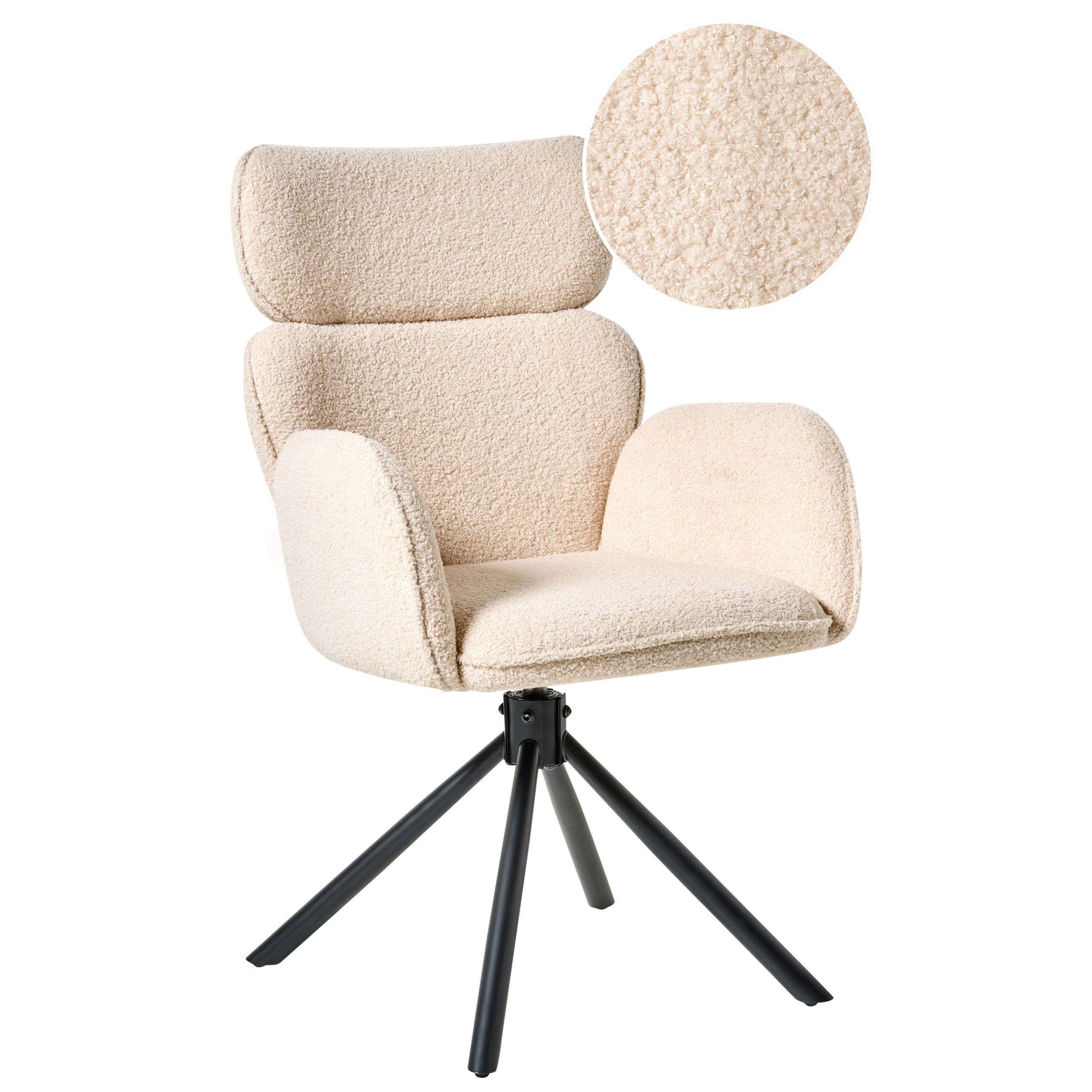 ESSZIMMERSTUHL drehbar Bouclé Hellbeige Alene - Beige, Textil (60/93/68cm) - Beliani