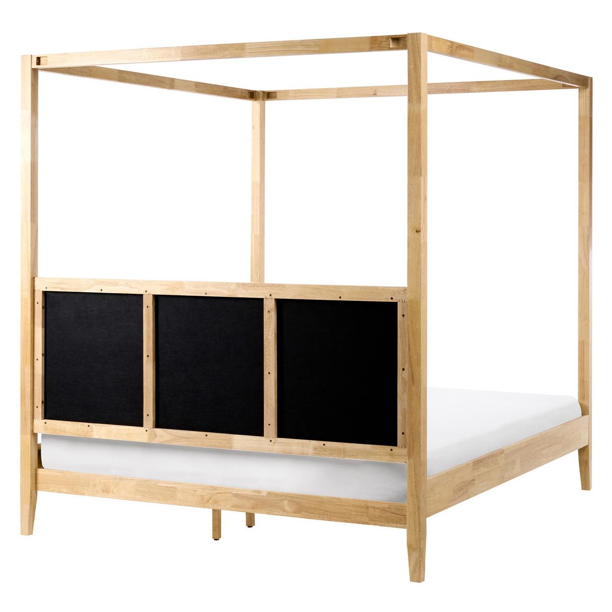 HIMMELBETT Holz 160/200 cm Hellbraun Haillicourt - Hellbraun/Beige, Holz (160/200cm) - Beliani