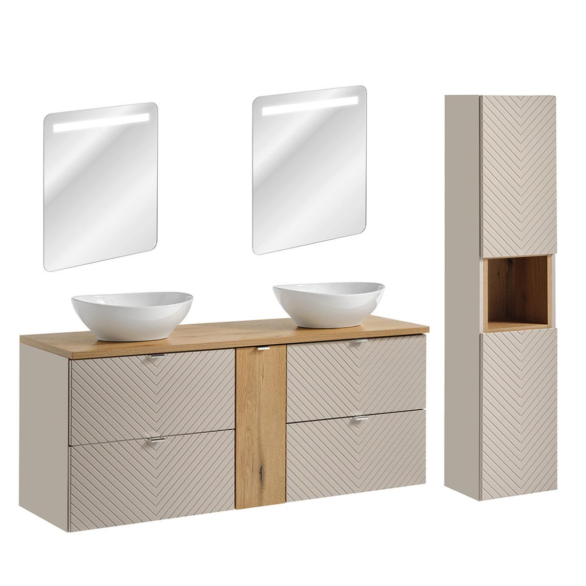BADMÖBEL 140.4cm Manoa 2er-Set Kaschmir - Kaschmir, Holzwerkstoff (140.4/59/40cm) - Petits-meubles