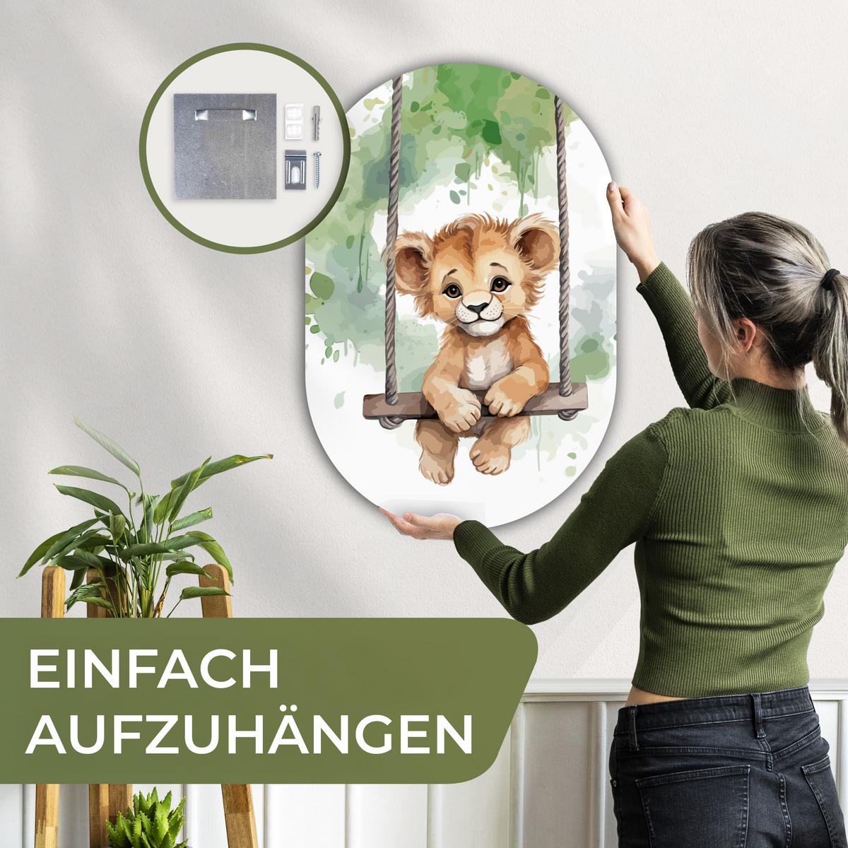 WANDBILD Löwe - Tier - Kinder - Dschungel Wanddeko Schlafzimmer 60x90 cm - Hellbraun, Kunststoff (60/90cm) - MuchoWow