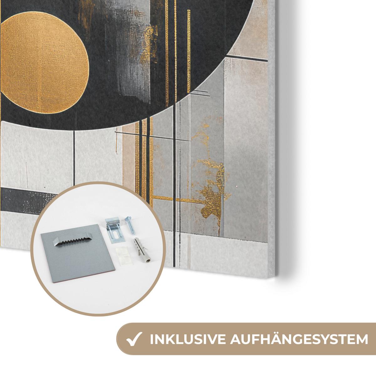 AKUSTIKBILD Abstrakt - Gold - Silber - Formen - Ästhetisch - Modern Akustikpaneele 80x80 cm - Goldfarben, Kunststoff (80/80/0.9cm) - MuchoWow