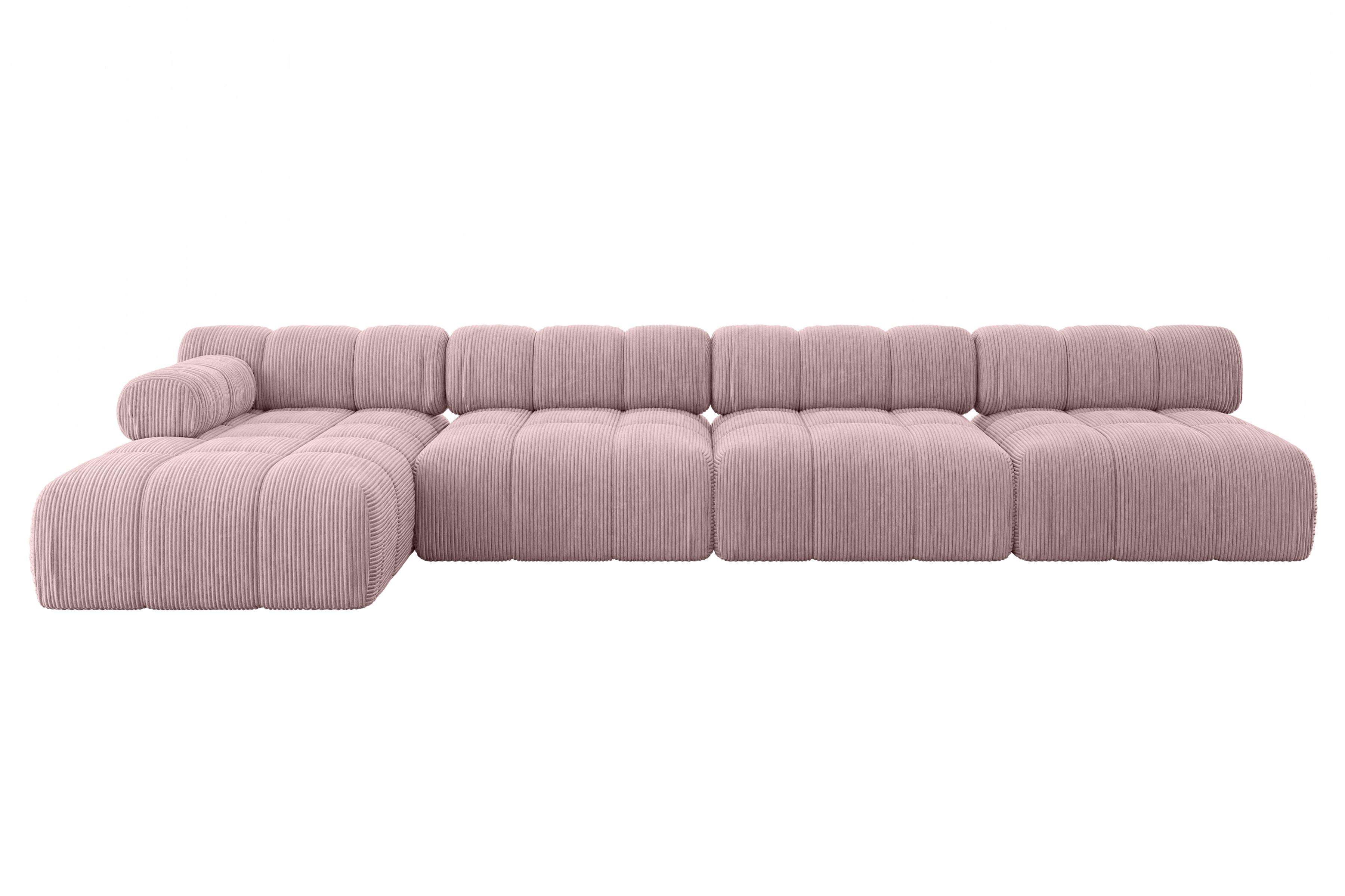 ECKSOFA modulares Sofa Razon-L3 - 380x160x70 cm Rosa Cord - Rosa, Holzwerkstoff/Textil (380/160cm) - ALTDECOR