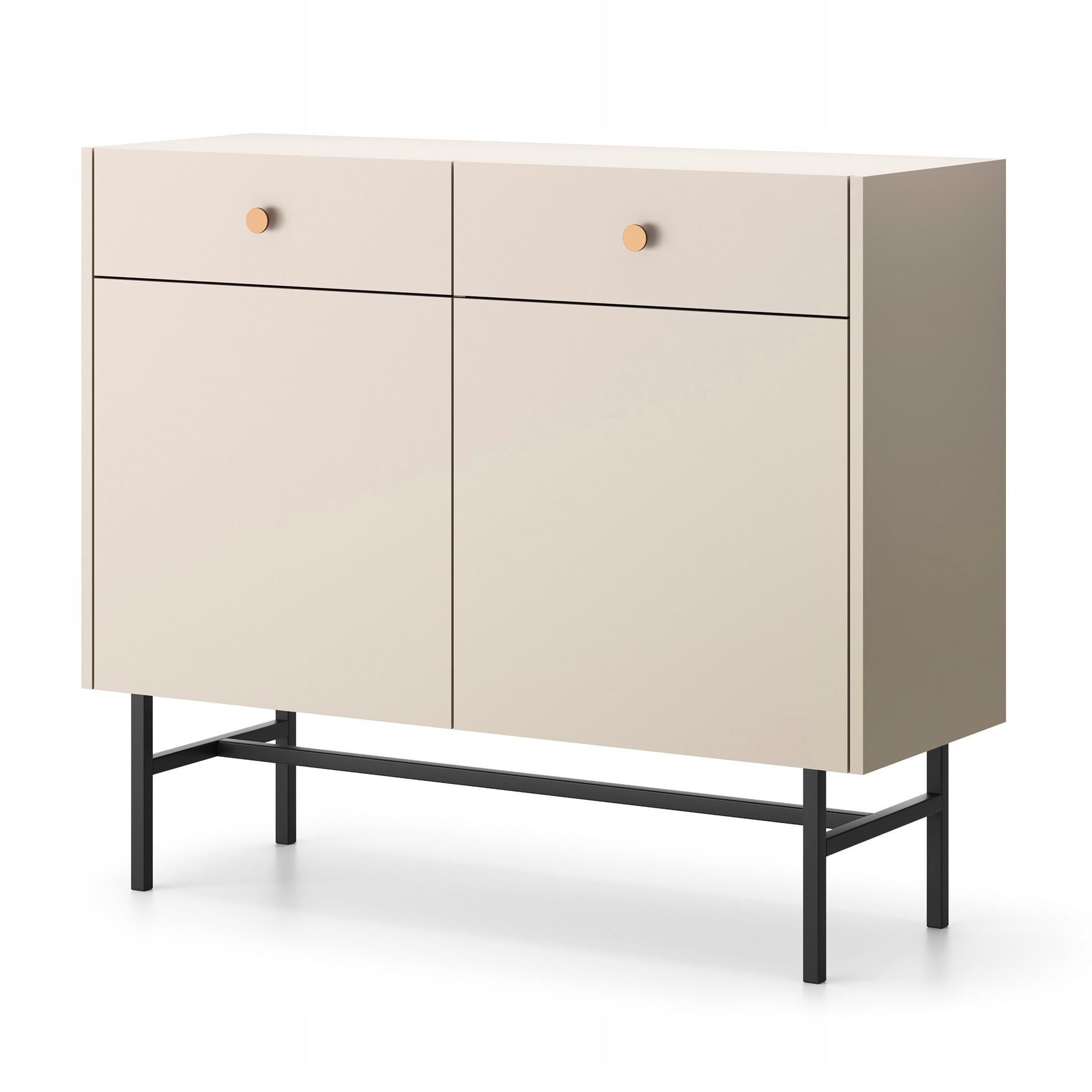 KOMMODE Dalia mit 2 Türen und 2 Schubladen, 104 cm, Kaschmir - Kaschmir/Schwarz, Holzwerkstoff/Metall (104/84/39cm) - Beautysofa