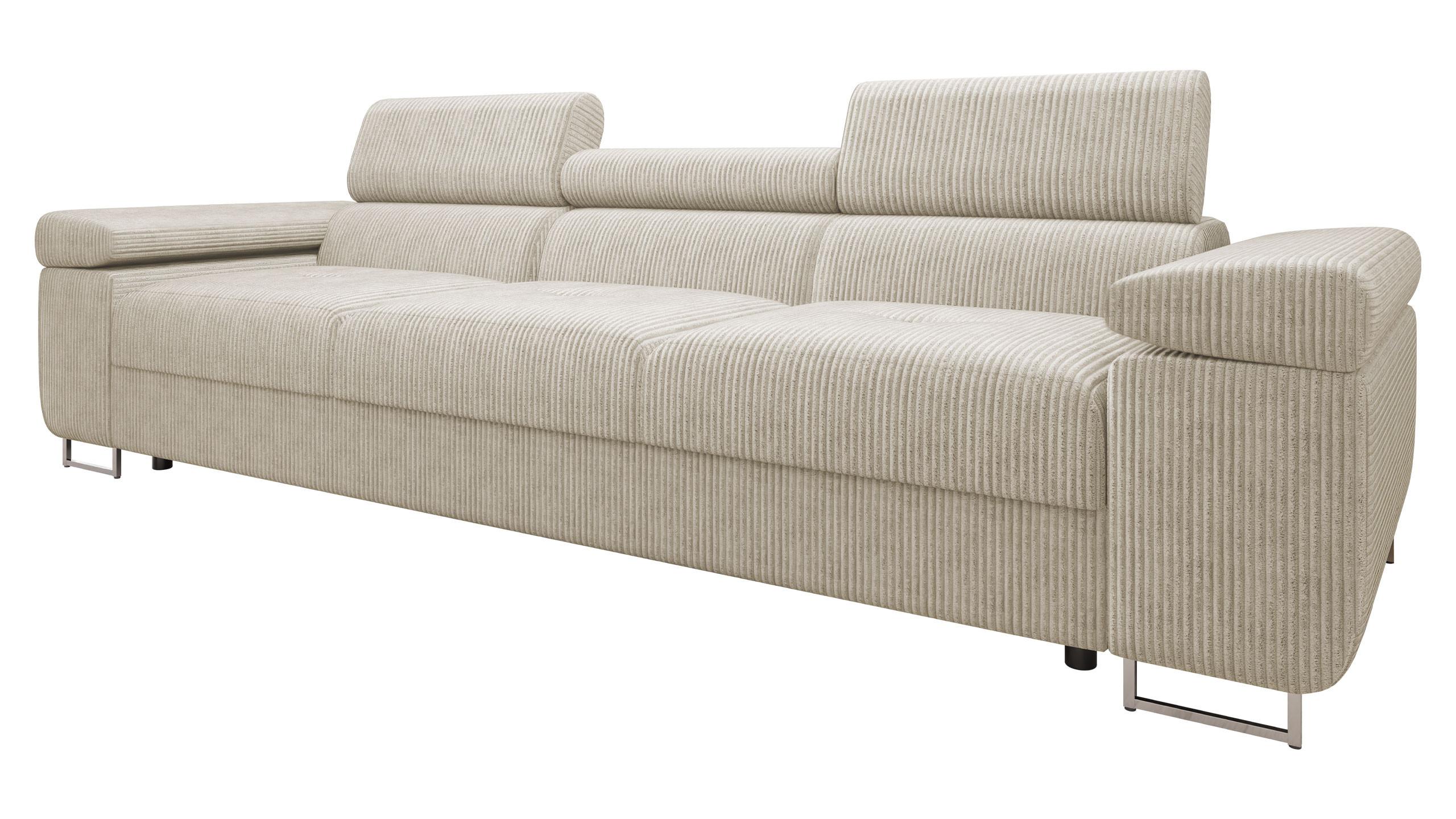 SOFA Torezio 3 Cord - Beige, Holz/Textil (263/90/102cm) - MIRJAN24