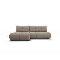 ECKSOFA CORSO L-S Grau Boucle-Stoff mit Schlaffunktion - Grau, Holz (230/177cm) - MASSENO
