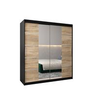 SCHWEBETÜRENSCHRANK 200/180/62 2-türig - Silberfarben/Schwarz, Holz/Kunststoff (180/200/62cm) - MÖBEL KRYSPOL