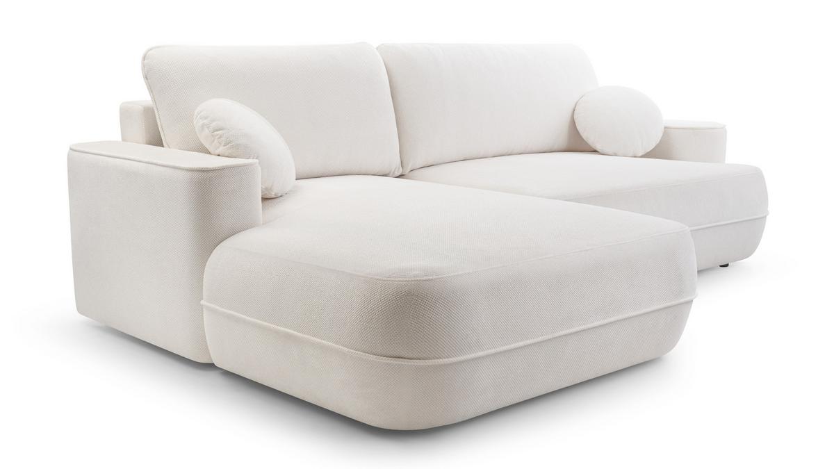 ECKCOUCH L Form Peoni Weiß 267/168/87 cm mit Schlaffunktion L - Schwarz/Weiß, Kunststoff/Textil (168/267cm) - AX Living