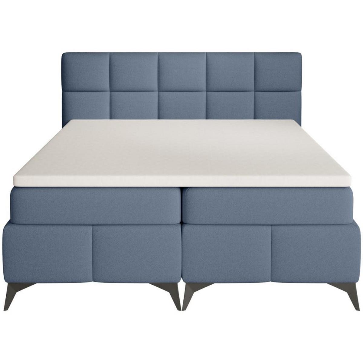 BOXBETT Solido mit Bettkasten 160x200 cm blau - Blau/Schwarz, Textil/Metall (160/200cm) - Beautysofa