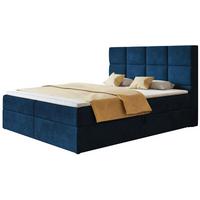 BOXSPRINGBETT Roma mit 2 Bettkästen, Polsterbett Maße: 180x200, Farbe: Dunkelblau, Velourstoff, Doppelbett mit Bonell-Matratze - Dunkelblau, Holz/Kunststoff (180/200cm) - Alpi-Möbel