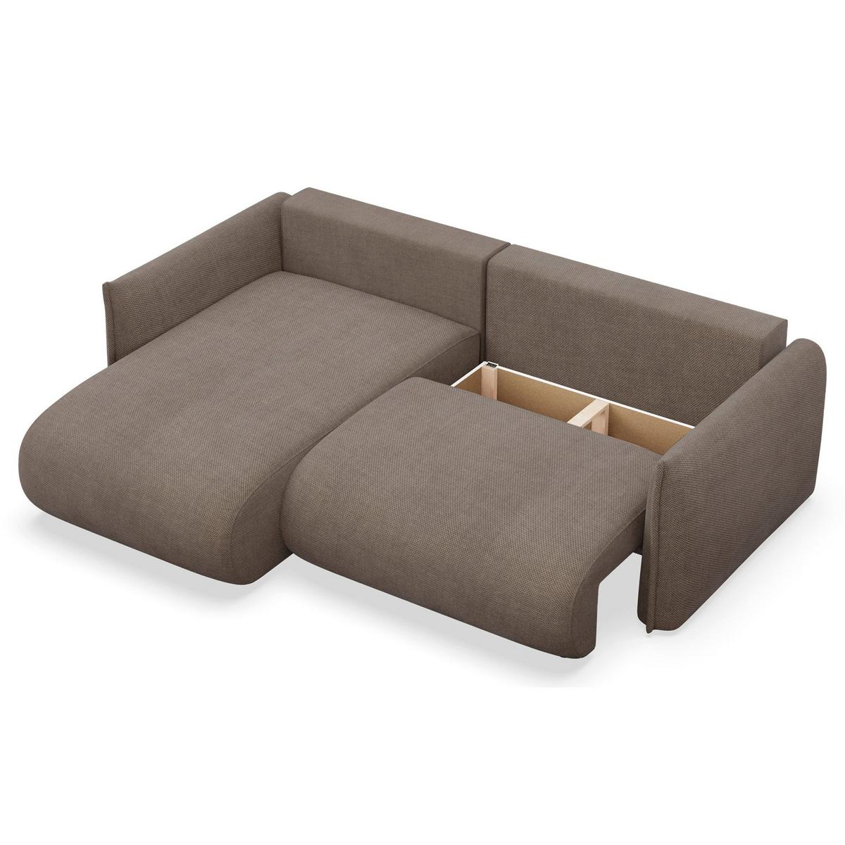 ECKSOFA Cushi Hellbraun-Chenille - Hellbraun/Schwarz, Kunststoff/Textil (252/183cm) - Selsey