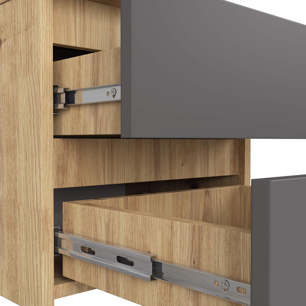 NACHTTISCH Eiche Artisan, Graphit Grau 40/40/35 - Eiche Artisan, Holzwerkstoff (40/40/35cm) - RAUMHIRSCH FURNITURE