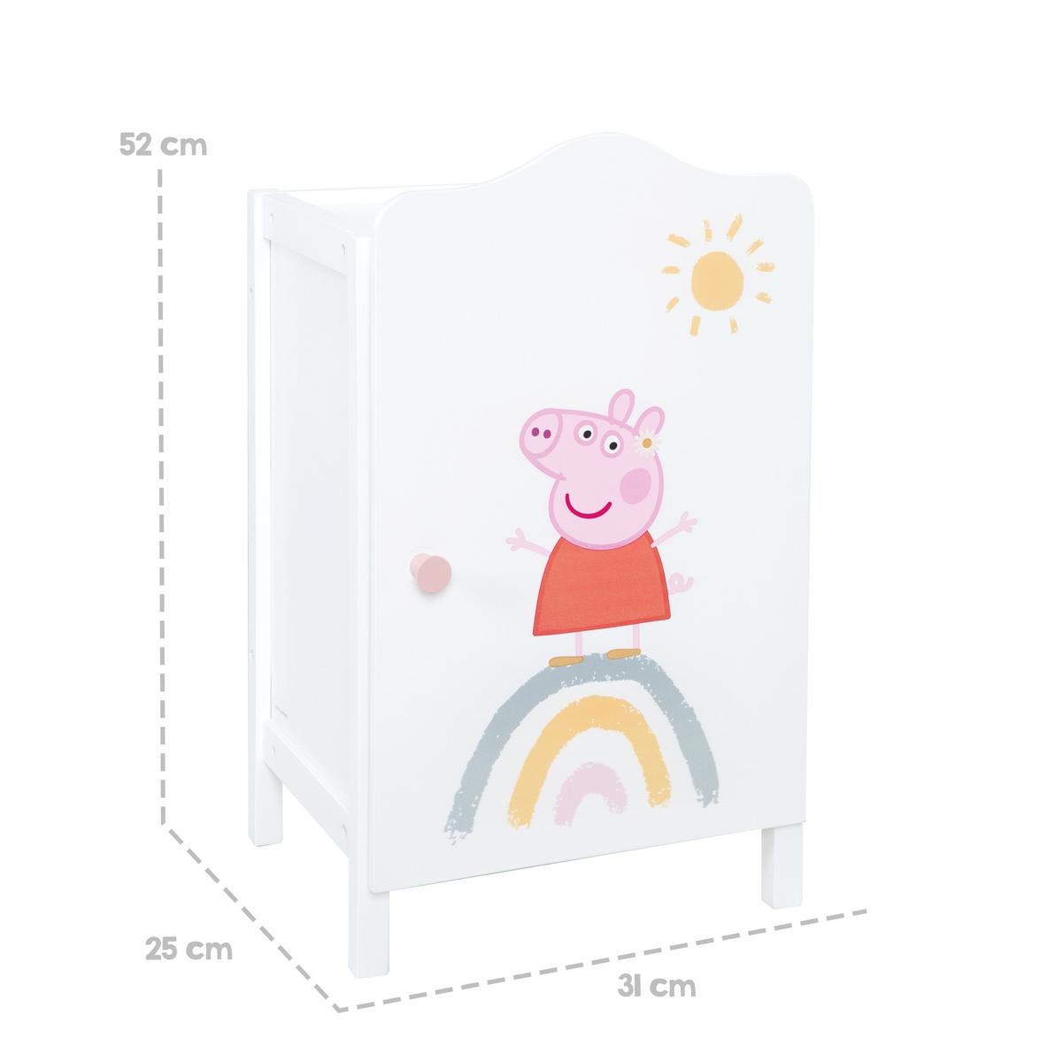 PUPPENKLEIDERSCHRANK Peppa Pig - Weiß, Holzwerkstoff (29.5/52/26cm) - Roba