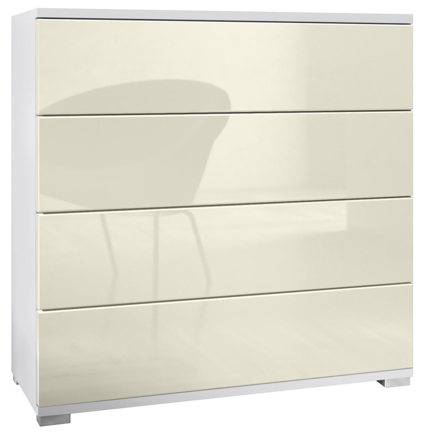 KOMMODE Pavos Creme Hochglanz - Creme, Holzwerkstoff (76/76/35cm) - Vladon