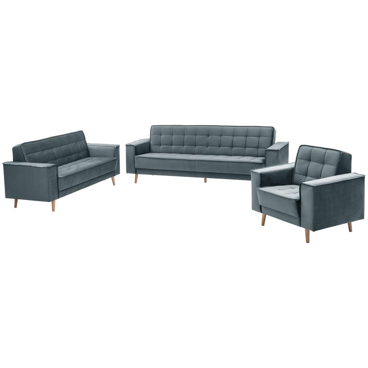 SOFA 2-Sitzer Kavindra Samtvelours azur - Aubergine, Kunststoff (180/84/78cm) - 58aufmkessel