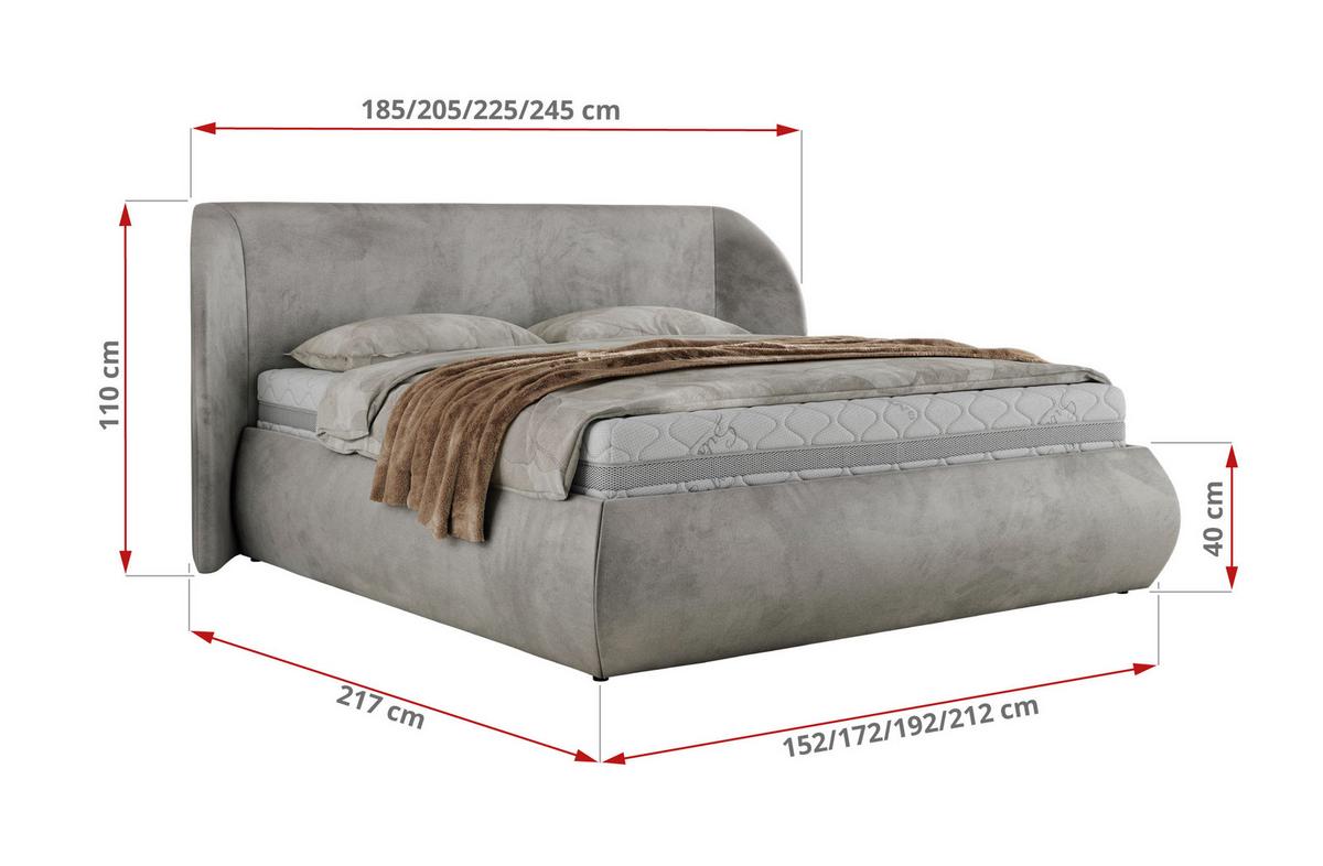 POLSTERBETT CAELA CLASSIC 160/200 - Hellgrau Velvet - Multipocket-Matratze - Hellgrau, Textil (160/200cm) - MKS