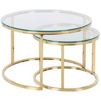 COUCHTISCH 2er Set Glas/Edelstahl gold rund Grange - Goldfarben, Metall (50/50/44cm) - Beliani
