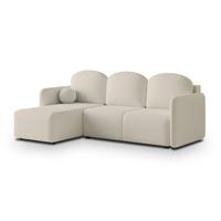 ECKSOFA SUVINO Creme Boucle-Stoff mit Schlaffunktion - Creme, Holz (230/143cm) - MASSENO