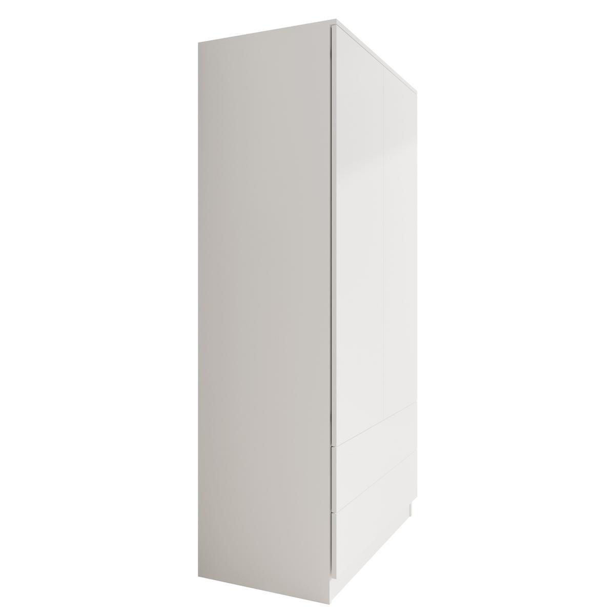 DREHTÜRENSCHRANK Look mit 2 Türen und Schubladen, 90 cm, Weiß - Weiß, Holzwerkstoff (90/180/50cm) - Beautysofa