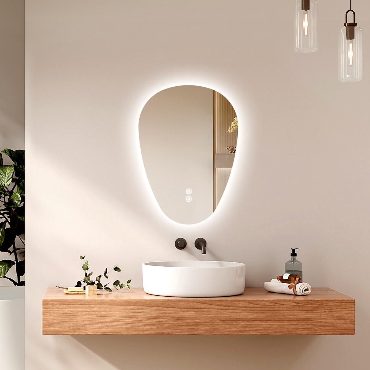 BADSPIEGEL mit Touch-Schalter, Dimmbar 70/50 cm - Transparent, Glas (50/70/3cm) - EMKE