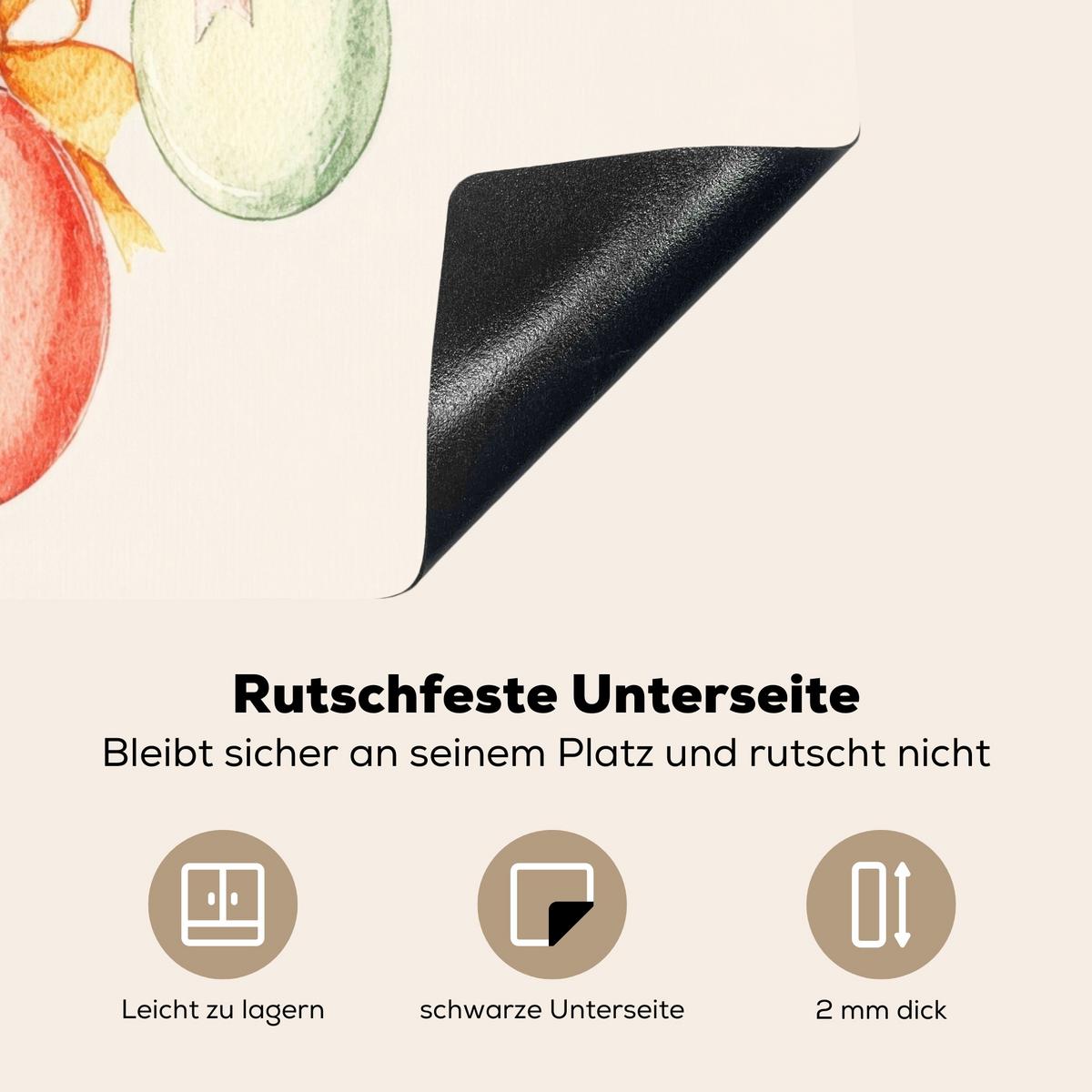 HERDABDECKPLATTE Osterkuchen - Schleife - Eier Herdabdeckung Induktionsfeld 65x52 cm - Creme, Kunststoff (65/52/0.2cm) - MuchoWow