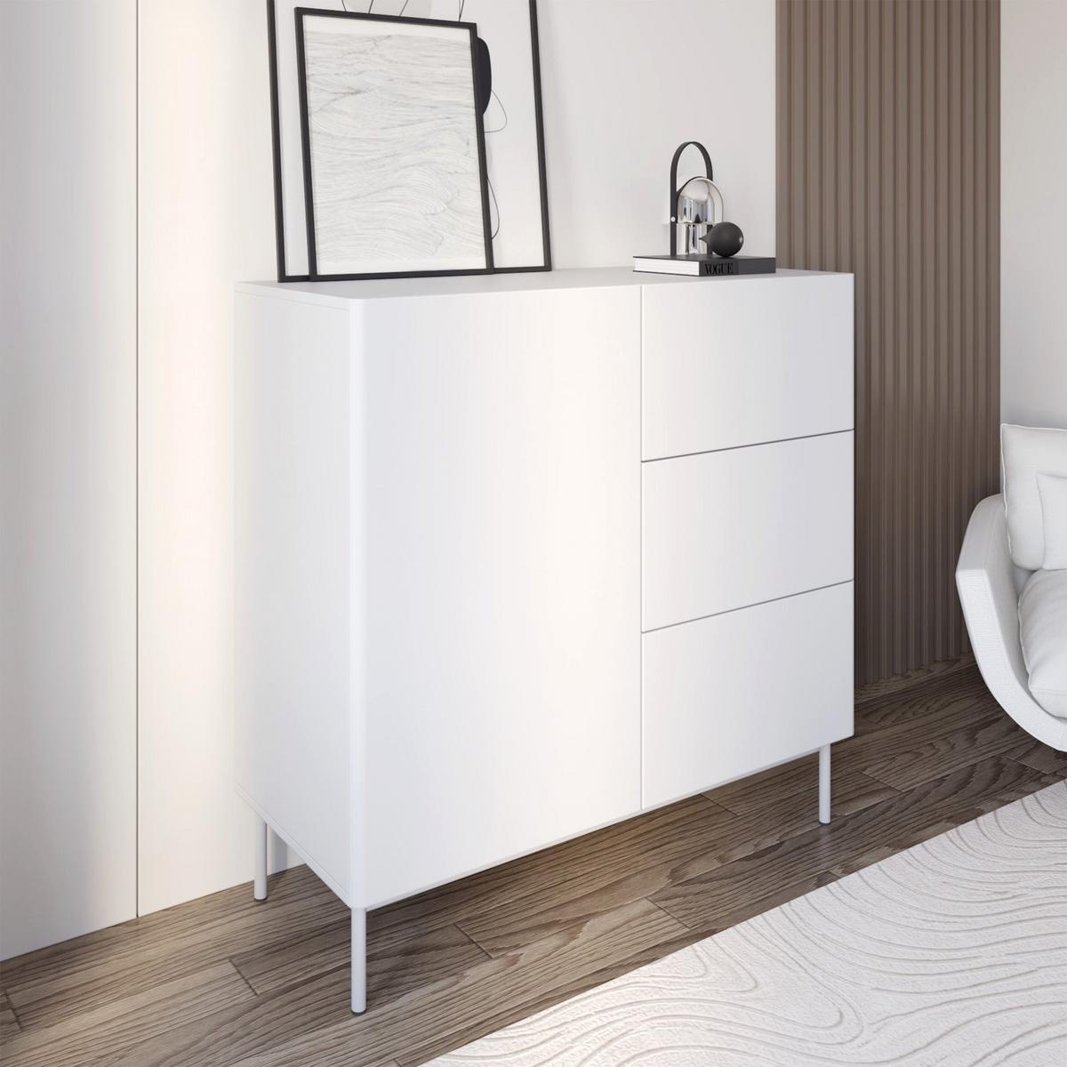 SIDEBOARD Olio WEISS 100 CM - Weiß, Holzwerkstoff/Metall (100/90.2/38.6cm) - Selsey
