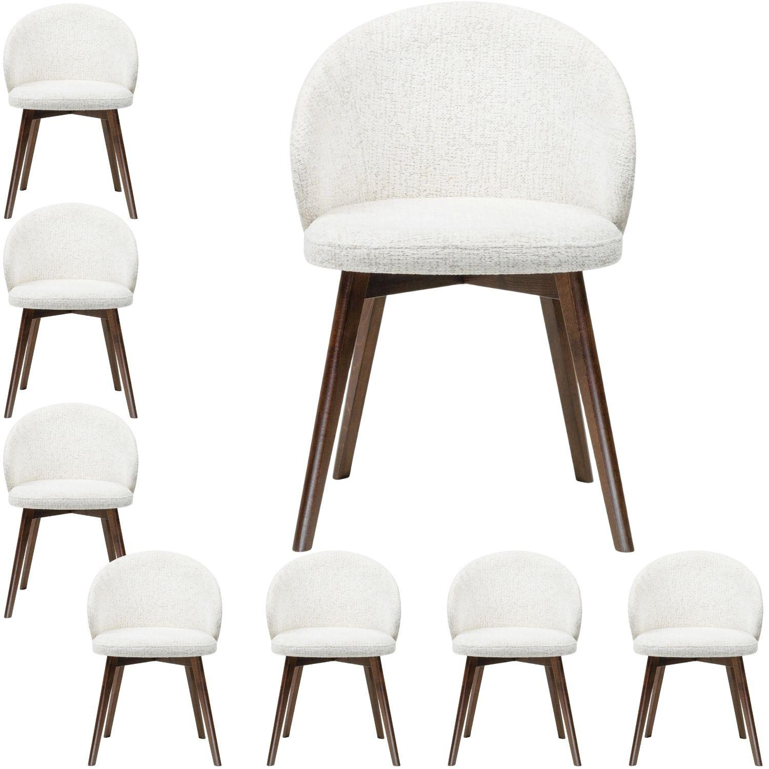 ESSZIMMERSTUHL MELIE 8er Set in Creme Chenille mit Dunkelbraunen Buchenholzbeinen 54/49/82 cm - Dunkelbraun/Creme, Holz/Textil (54/82/49cm) - WFL GROUP