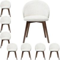 ESSZIMMERSTUHL MELIE 8er Set in Creme Chenille mit Dunkelbraunen Buchenholzbeinen 54/49/82 cm - Dunkelbraun/Creme, Holz/Textil (54/82/49cm) - WFL GROUP