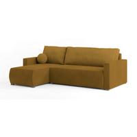 ECKSOFA SORGE Gelb Plüsch-Stoff mit Schlaffunktion - Gelb, Holz (220/143cm) - MASSENO