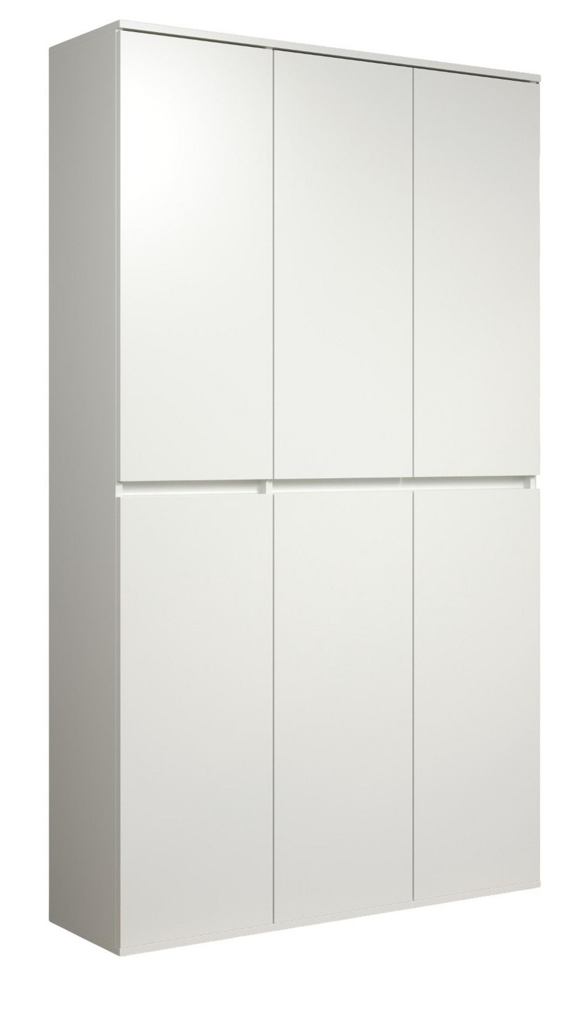 GARDEROBENSCHRANK weiß 111 x 191 cm, Schuhschrank 6-türig - Schwarz/Weiß, Holzwerkstoff/Kunststoff (111/191/34cm) - Top.Furn