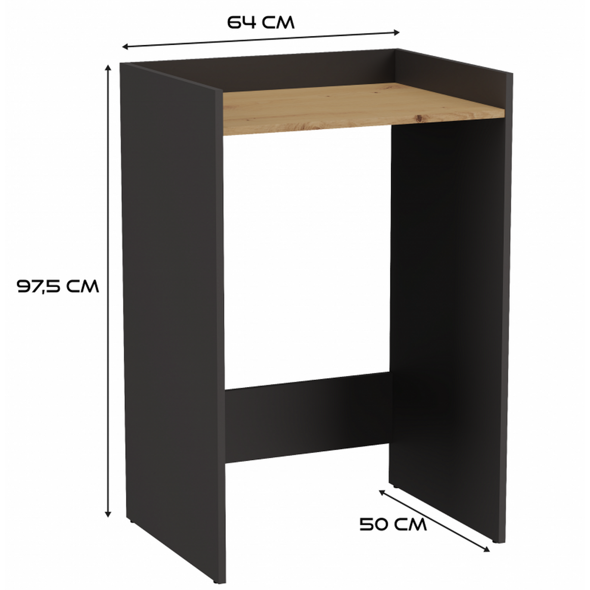 WASCHMASCHINENUMBAUSCHRANK Anthrazit, Eiche 64/97,5/50 - Anthrazit, Holzwerkstoff (64/98/50cm) - RAUMHIRSCH FURNITURE