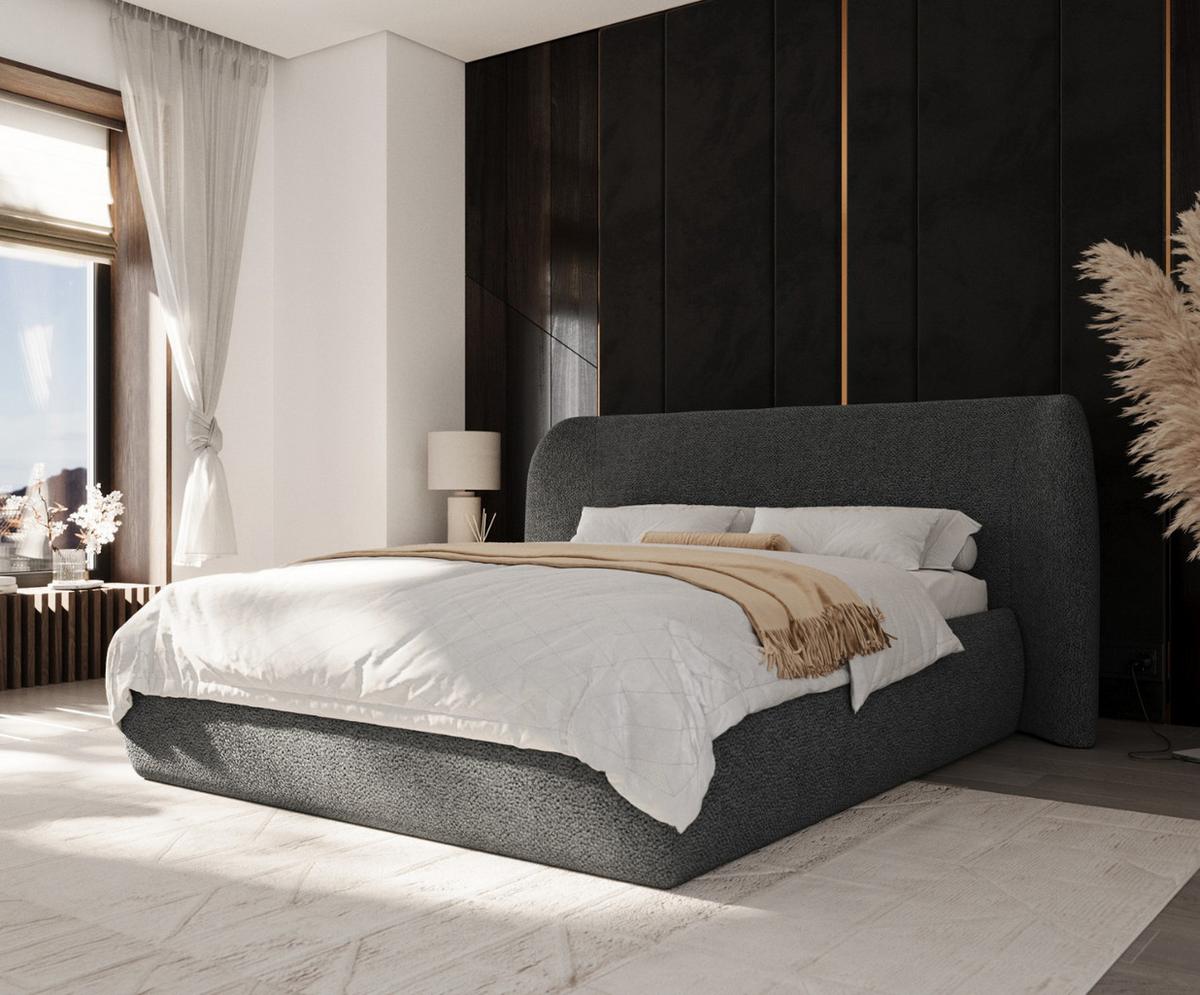 POLSTERBETT Bellano mit Stauraum 200/200 cm Anthrazit im Bubble Stoff - Anthrazit/Schwarz, Holz/Holzwerkstoff (200/200cm) - AltaBeds