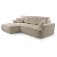 ECKSCHLAFSOFA Vento beige links - Beige/Schwarz, Textil (260/168cm) - Beautysofa