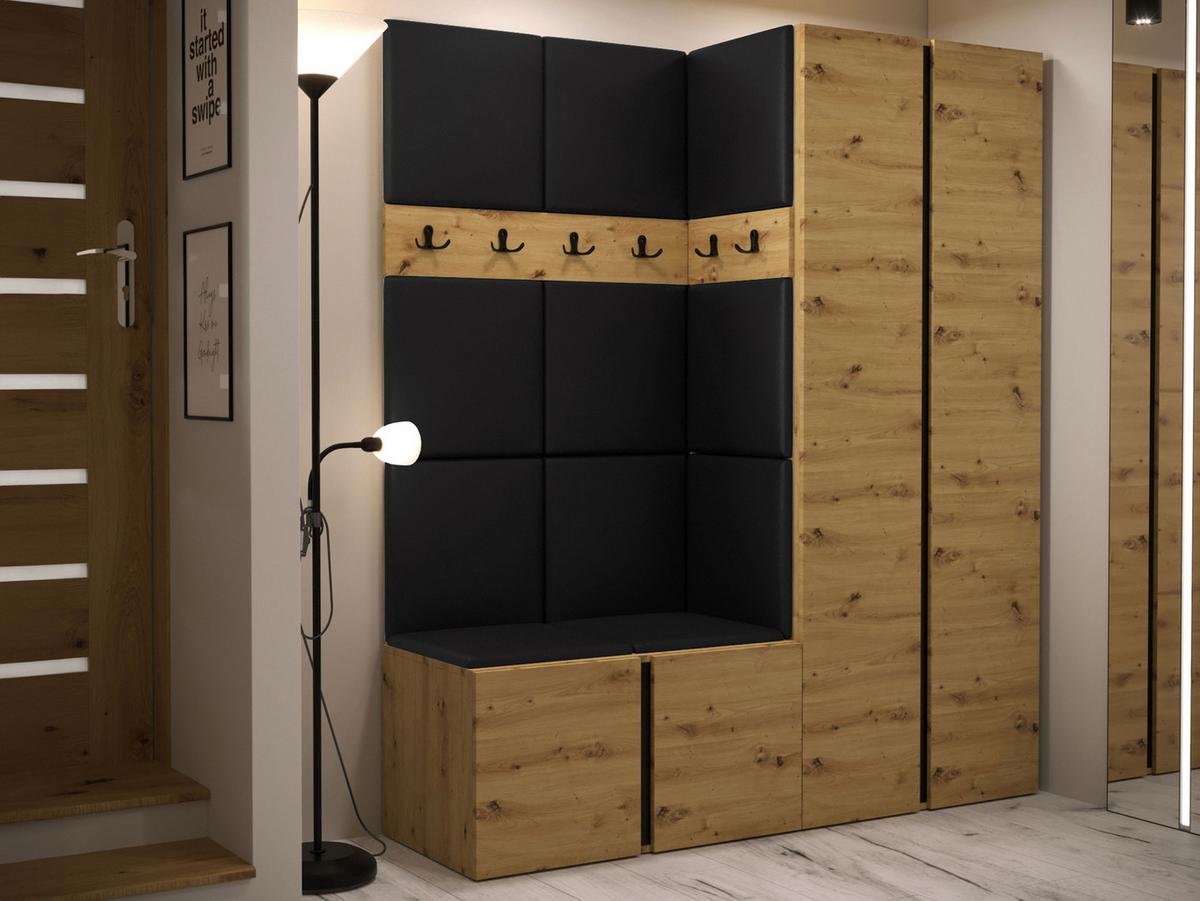 GARDEROBEN-SET Orion III - Schwarz/Eiche Artisan, Holzwerkstoff/Kunststoff (158/186/46cm) - MIRJAN24