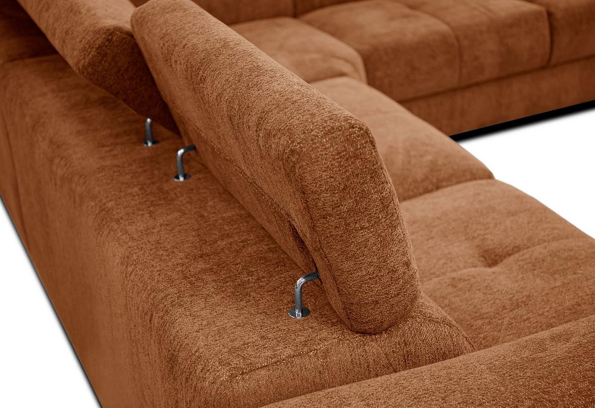 ECKSOFA CALVERA 5-Sitzer, dunkelorange - Dunkelorange, Holzwerkstoff/Textil (298/239cm) - Wozimo